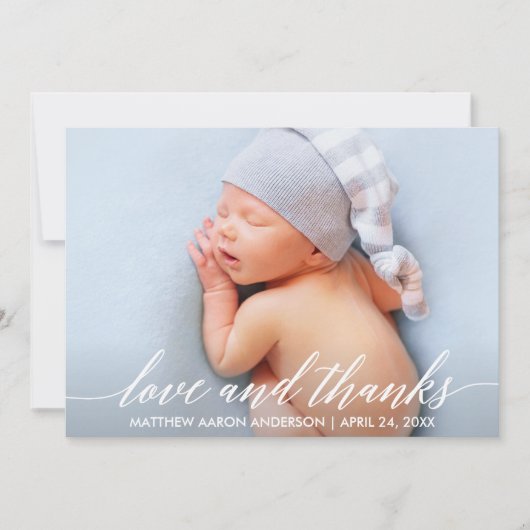 Calligraphy Love and Merci Baby Photo (Devant)