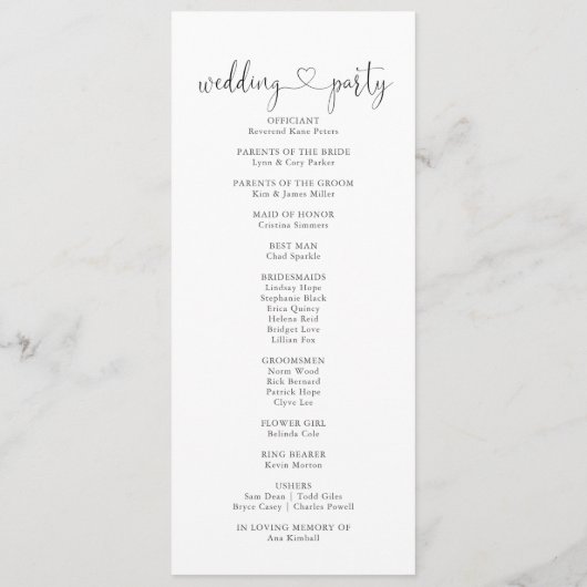 Calligraphy Love Fancy Script Wedding Programme (Dos)