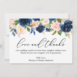 Calligraphy Love Merci Classic Blue Pink Floral
