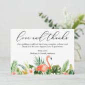 Calligraphy Love Merci Coral Tropical Flamant rose (Debout devant)