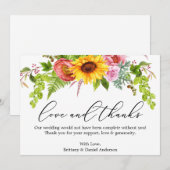 Calligraphy Love Merci Sunflower Green Floral (Devant / Derrière)