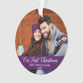 Calligraphy Our First Christmas Photo Purple (devant)