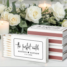 Calligraphy Perfect Match Wedding Matchboxes