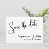 Calligraphy Save the Date Elegant Zwart op Wit (Staand voorkant)