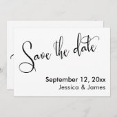 Calligraphy Save the Date Elegant Zwart op Wit (Voorkant / Achterkant)