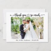 Calligraphy Script Heart Wedding Photo Bedankkaart (Voorkant)