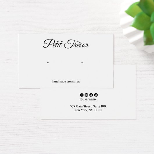 Calligraphy Script Plain White Earring Display (Bureau)