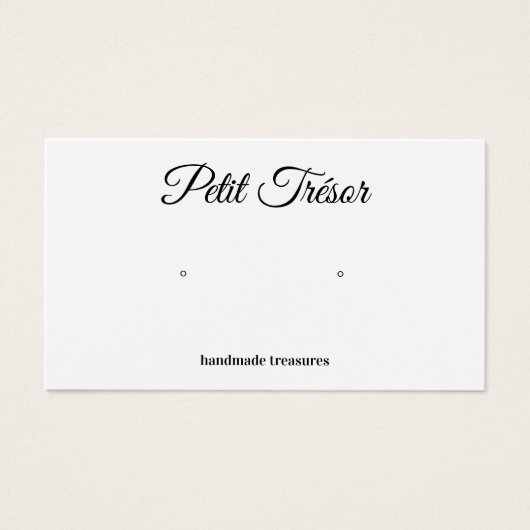 Calligraphy Script Plain White Earring Display (Devant)