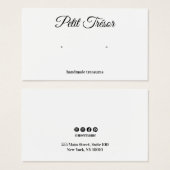 Calligraphy Script Plain White Earring Display Visitekaartje (Voorkant /achterkant)
