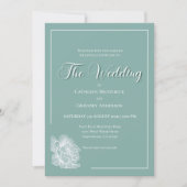 Calligraphy Script Sage Green Floral Wedding Kaart (Voorkant)