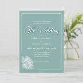 Calligraphy Script Sage Green Floral Wedding Kaart (Staand voorkant)