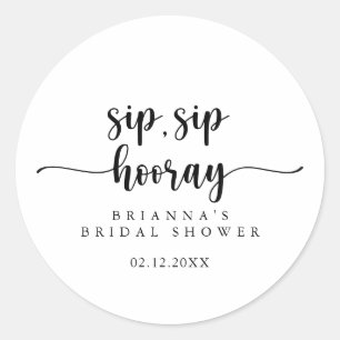 Calligraphy Sip Sip Hooray Bruidsfeest  Ronde Sticker