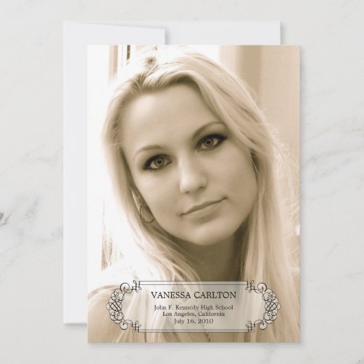 Calligraphy Swirls Photo Graduation Faire-part (Devant)