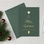 Calligraphy Tree Gold Foil Christmas Card Folie Feestdagenkaart