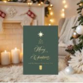 Calligraphy Tree Gold Foil Christmas Card Folie Feestdagenkaart