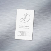 Calligraphy trendy classical script monogram grey magnetisch visitekaartje (Voorbeeld)