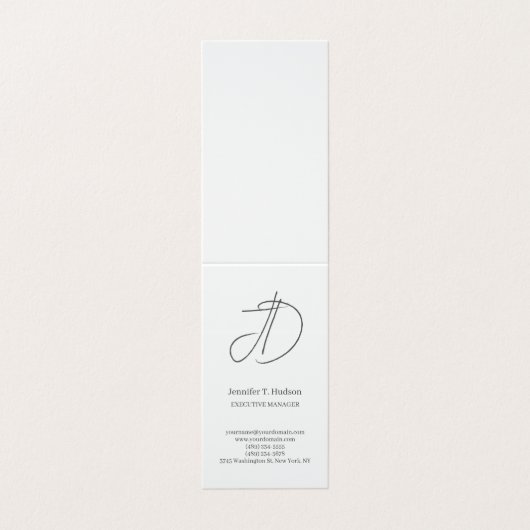 Calligraphy trendy classical script monogram grey visitekaartjes (Buitenkant ongevouwen)