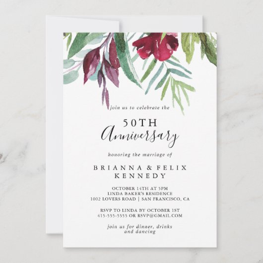 Calligraphy Tropisch 50-jarig Huwelijksjubileum Kaart (Voorkant)