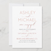 CALLIGRAPHY TYPOGRAFIE Blush Roos Goud Verloving Kaart (Voorkant)