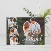 Calligraphy We Eloped 4 Foto Huwelijk Aankondiging (Staand voorkant)