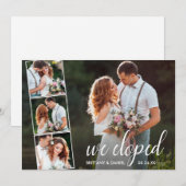 Calligraphy We Eloped 4 Foto Huwelijk Aankondiging (Voorkant / Achterkant)
