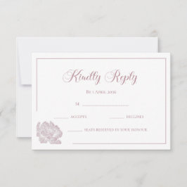 Calligraphy White Blush Pink Floral Wedding RSVP Kaartje