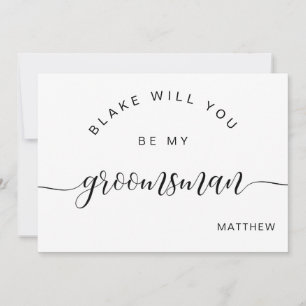 Calligraphy Zwart en Wit, Wees Mijn Bruidsjonker K Notitiekaartje