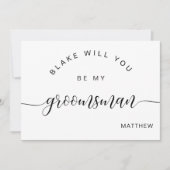 Calligraphy Zwart en Wit, Wees Mijn Bruidsjonker K Notitiekaartje (Voorkant)