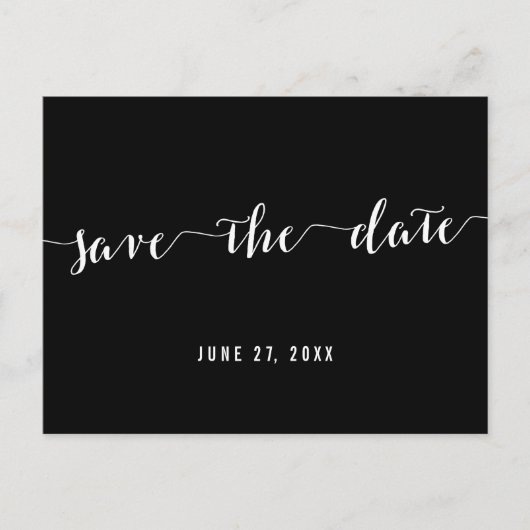 Calligraphy Zwart Save The Dates briefkaart (Voorkant)