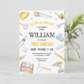 Calling All Builders Kids Boy Birthday Invitation (Debout devant)