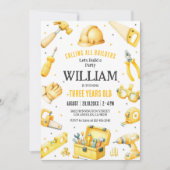 Calling All Builders Kids Boy Birthday Invitation (Devant)