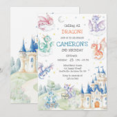 Calling All Dragons Birthday Invitation (Devant / Derrière)