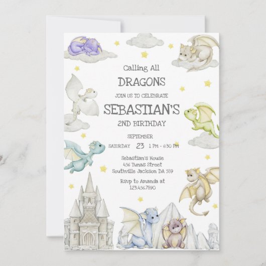 Calling All Dragons Birthday Invitation (Devant)