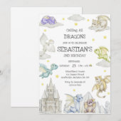 Calling All Dragons Birthday Invitation (Devant / Derrière)