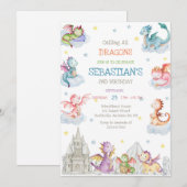Calling All Dragons Birthday Invitation (Devant / Derrière)