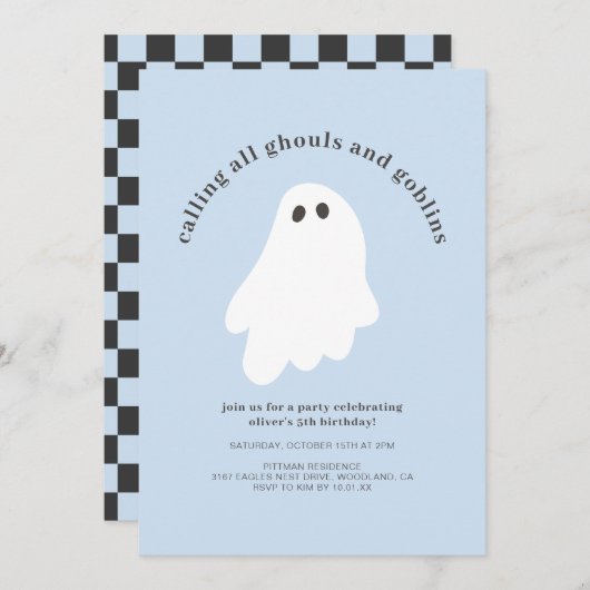 Calling All Ghouls and Goblins Birthday Invitation (Devant / Derrière)