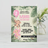 Calling All Monkeys 2nd Birthday Invitation (pink) (Debout devant)