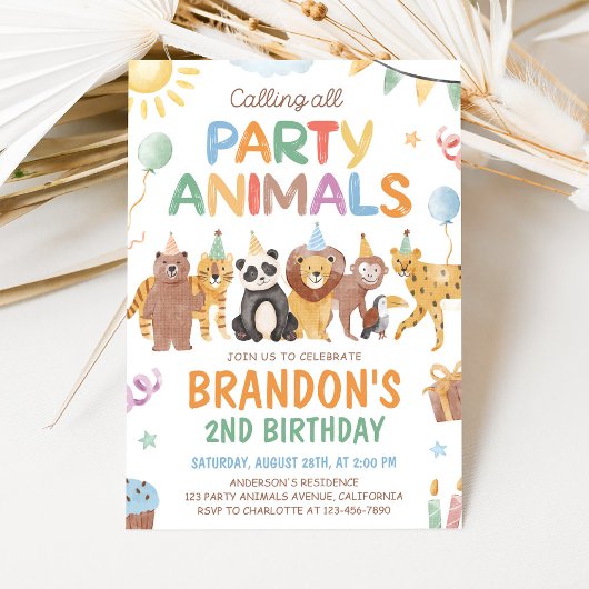 Calling All Party Animals Birthday Invitation