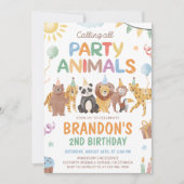 Calling All Party Animals Birthday Invitation Kaart (Voorkant)