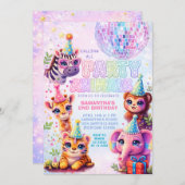 Calling All Party Animals Disco Ball Birthday Kaart (Voorkant / Achterkant)