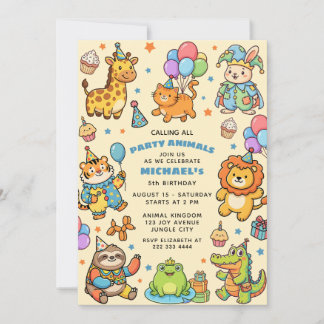 Calling All Party Animals Jungle Kids' Birthday  Kaart