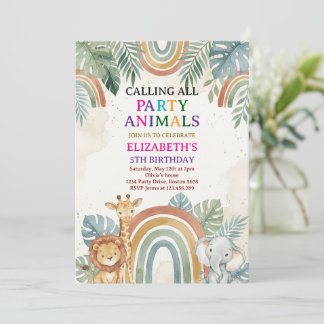 Calling All Party Animals Safari Zoo Birthday Kaart