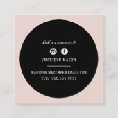 CALLING CARD cirkel rand zwart goud blush roze Vierkante Visitekaartje (Achterkant)