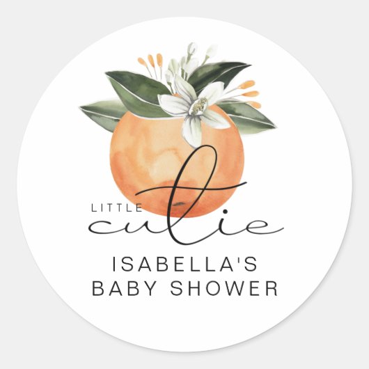 CALLIOPE Little Cutie Clementine Baby shower Ronde Sticker (Voorkant)