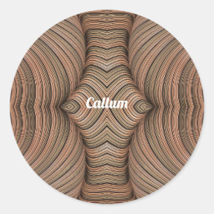 CALLUM ~  tinten bruin fractal ~ Ronde Sticker