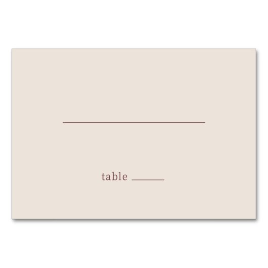 Calm Beige Minimalist Table Card Kaart (Voorkant)
