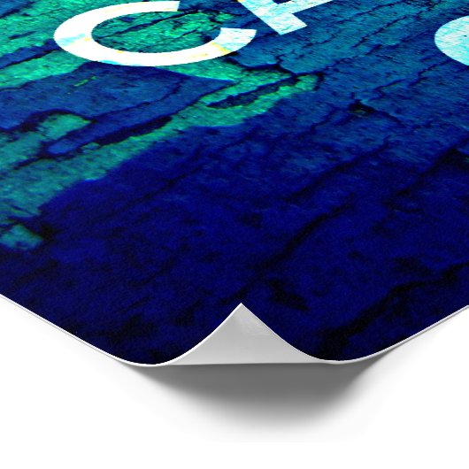 Calm Blue Peeled Paint Grunge behouden Poster (Hoek)