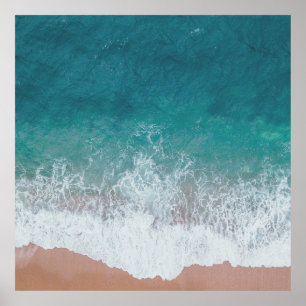 Calm Blue Waves Ocean Photography Poster