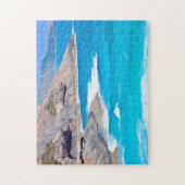 Calm Blue Zee Gentle Waves Rugged Cliffs Foto Legpuzzel (Verticaal)
