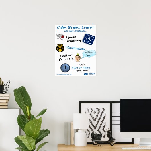 Calm Brains Learn poster for Brainology® (Bureau à domicile)